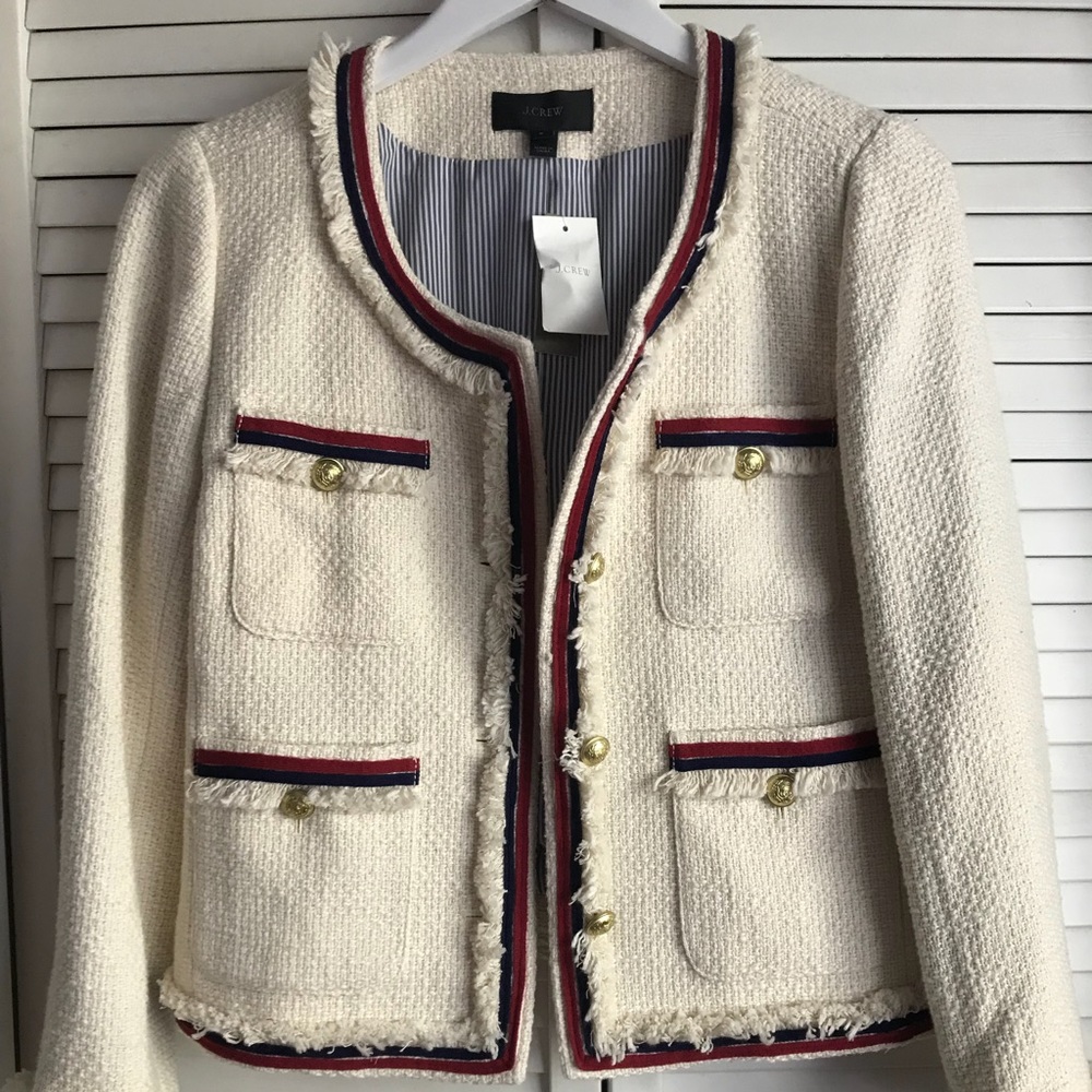 J. Crew fringy tweed jacket